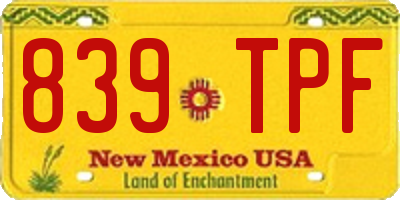 NM license plate 839TPF