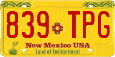 NM license plate 839TPG