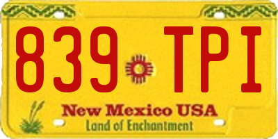 NM license plate 839TPI