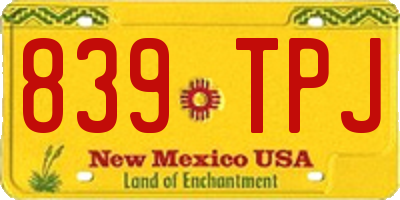 NM license plate 839TPJ