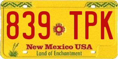 NM license plate 839TPK