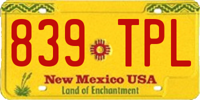 NM license plate 839TPL
