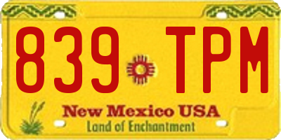 NM license plate 839TPM