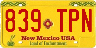 NM license plate 839TPN