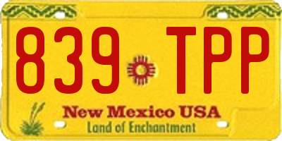 NM license plate 839TPP