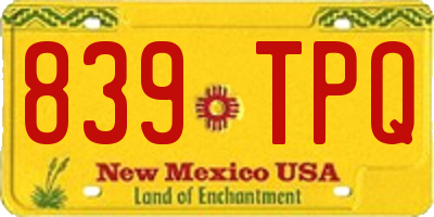 NM license plate 839TPQ