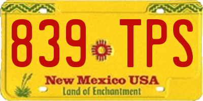 NM license plate 839TPS