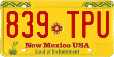 NM license plate 839TPU