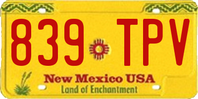 NM license plate 839TPV