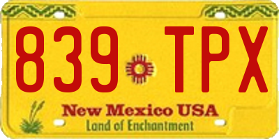 NM license plate 839TPX