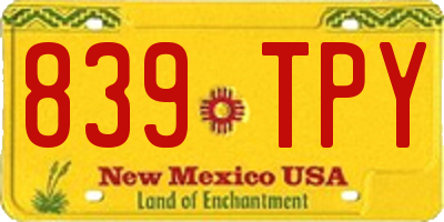 NM license plate 839TPY