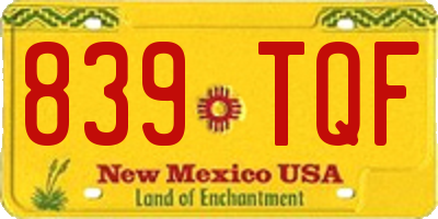 NM license plate 839TQF