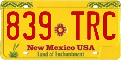 NM license plate 839TRC