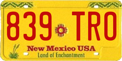 NM license plate 839TRO