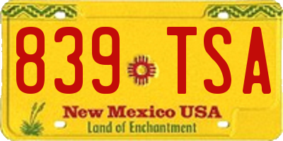 NM license plate 839TSA