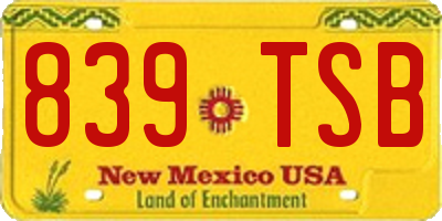NM license plate 839TSB