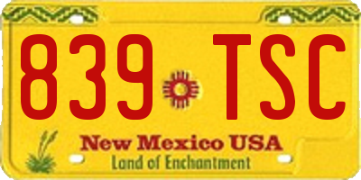 NM license plate 839TSC