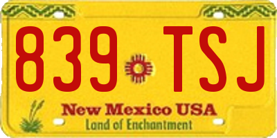NM license plate 839TSJ