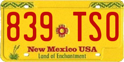 NM license plate 839TSO