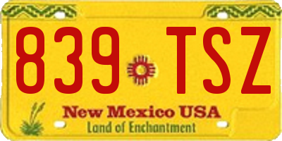 NM license plate 839TSZ