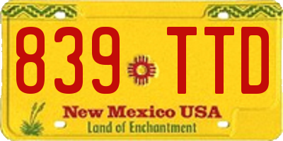 NM license plate 839TTD