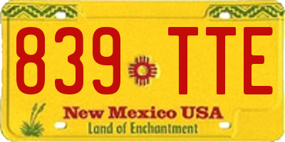 NM license plate 839TTE