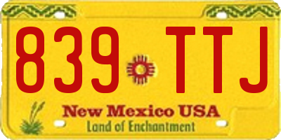 NM license plate 839TTJ
