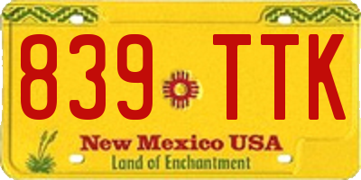 NM license plate 839TTK