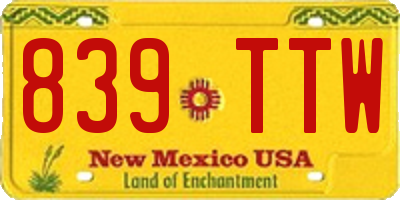 NM license plate 839TTW