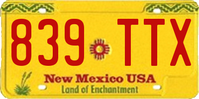 NM license plate 839TTX