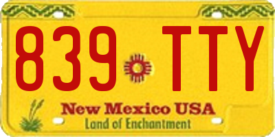 NM license plate 839TTY