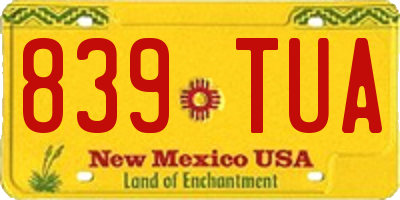 NM license plate 839TUA