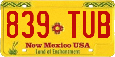 NM license plate 839TUB