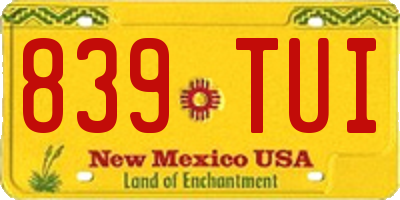NM license plate 839TUI