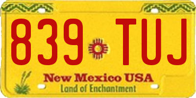 NM license plate 839TUJ