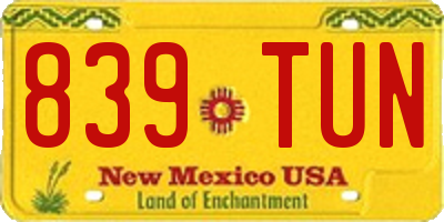 NM license plate 839TUN