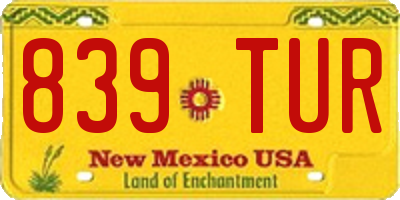 NM license plate 839TUR