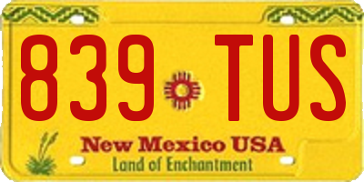 NM license plate 839TUS