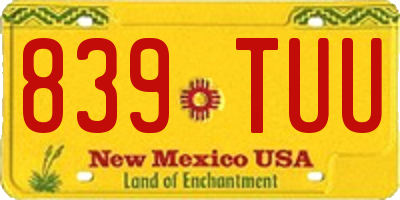 NM license plate 839TUU