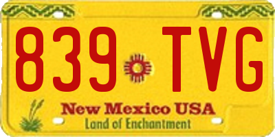 NM license plate 839TVG