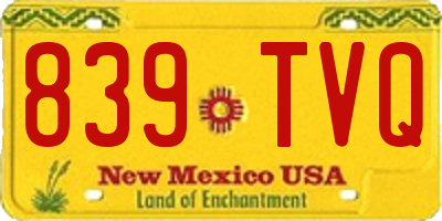 NM license plate 839TVQ