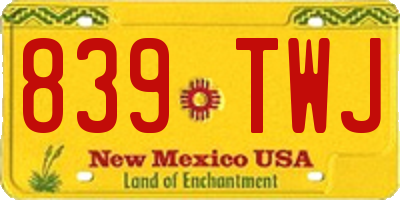 NM license plate 839TWJ