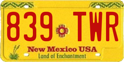 NM license plate 839TWR
