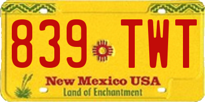 NM license plate 839TWT
