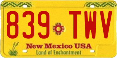 NM license plate 839TWV