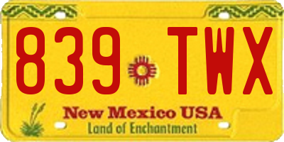 NM license plate 839TWX
