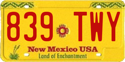 NM license plate 839TWY