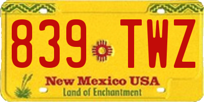 NM license plate 839TWZ