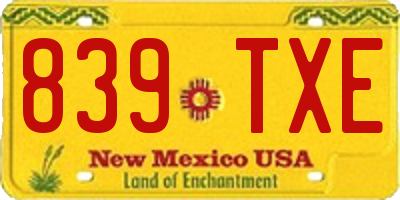 NM license plate 839TXE
