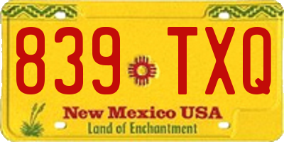 NM license plate 839TXQ
